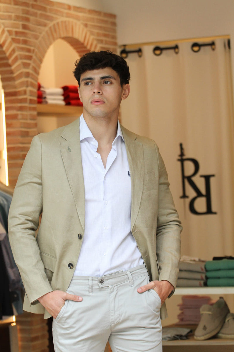 Americana de hombre en color Tostado 100% Lino RqueR. – RQUER